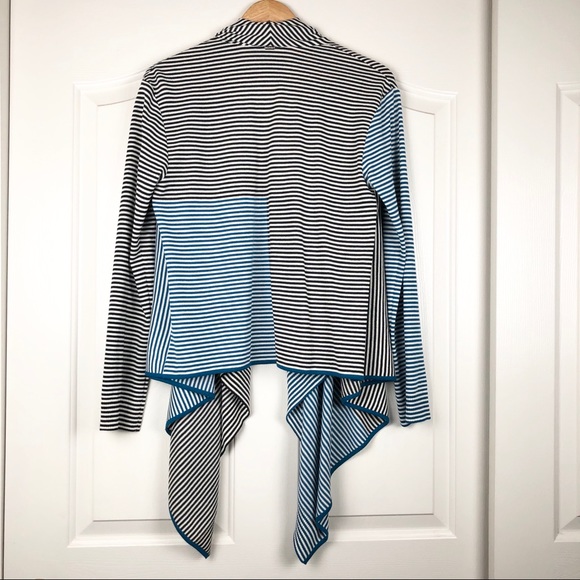 St. John Striped Cascading Open Front Cardigan - Picture 4 of 7